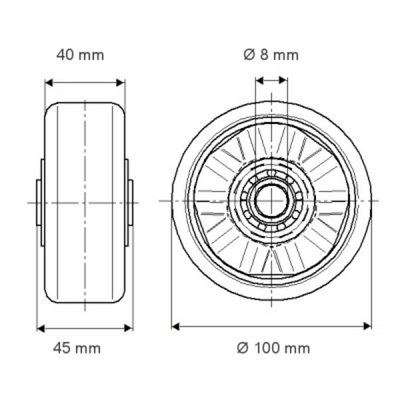 Roata fi 100 ITP100x40-Ø8 Tente RulStore