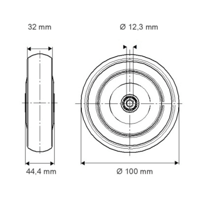 Roata fi 100 PJO100x32-Ø12 Tente RulStore