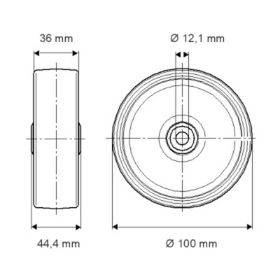 Roata fi 100 UOO100x36-Ø12 Tente RulStore