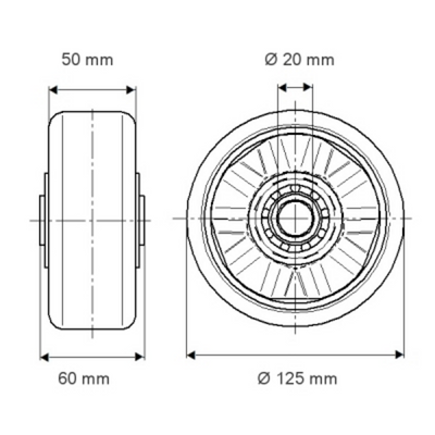 Roata fi 125 ITP125x50-Ø20 Tente RulStore