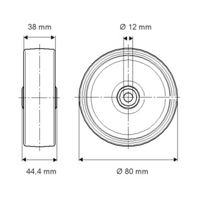 Roata fi 80 UAR080x38-Ø12 GREY Tente RulStore