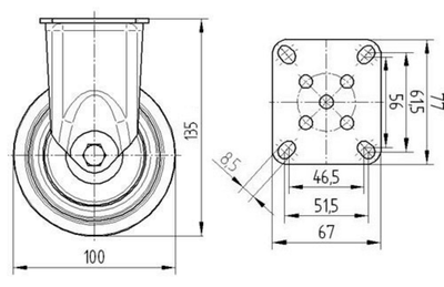 Roata fixa fi 100 2478PJO100P50 Tente RulStore