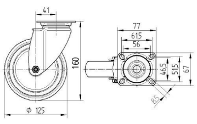 Roata pivotanta fi 125 2470PJO125P50 Tente RulStore
