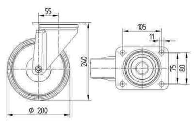 Roata pivotanta fi 200 3470ITP200P63 Tente RulStore