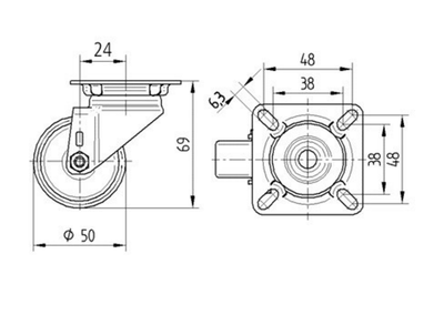 Roata pivotanta fi 50 7470PJO050P40 Tente RulStore