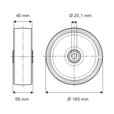 Roata fi 160 UOO160x40-Ø20 Tente RulStore