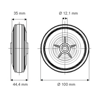 Roata fi 100 PVO100x35-Ø12 Tente RulStore