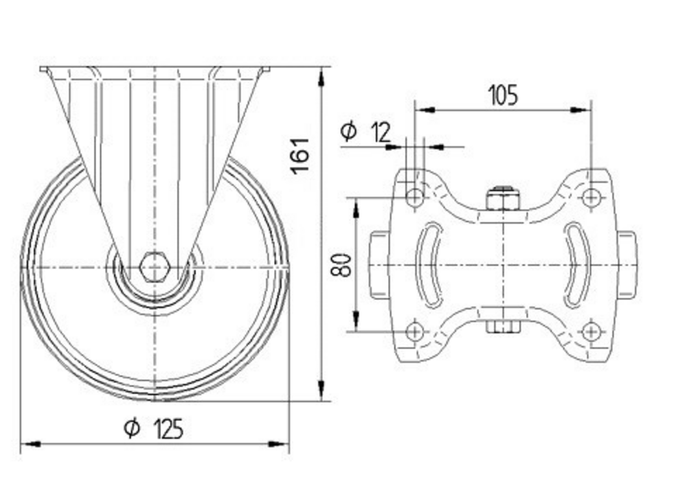 Roata fixa fi 125 mm 3478ITP125P63 Tente RulStore