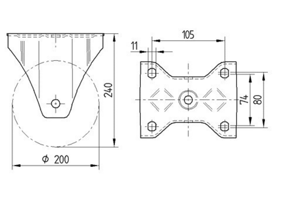 Roata fixa fi 200 4688ITP200P63 Tente RulStore