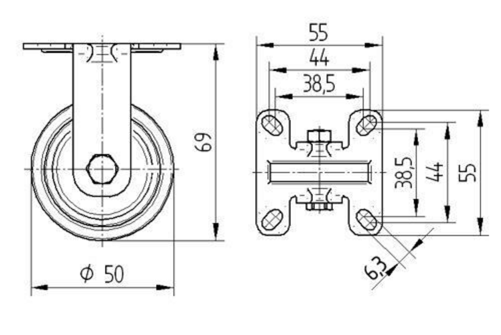 Roata fixa fi 50 2478PJI050P41 Tente RulStore