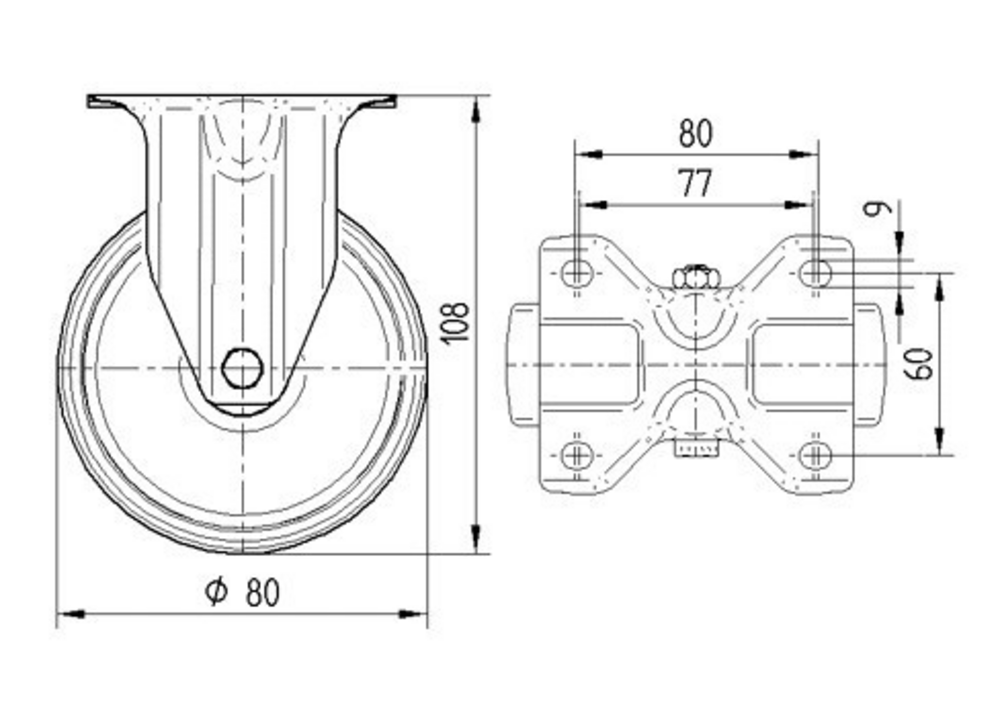 Roata fixa fi 80 3478UAR080P62 GREY Tente RulStore