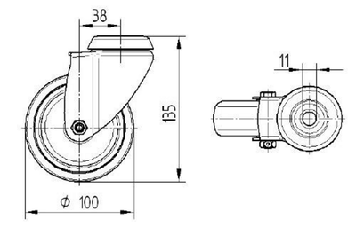 Roata pivotanta fi 100 2470PJO100P30 Tente RulStore