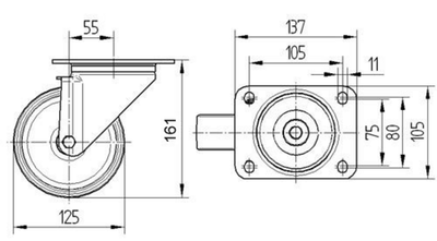 Roata pivotanta fi 125 3470IEP125P63 Tente RulStore