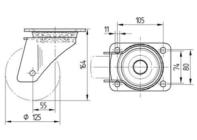 Roata pivotanta fi 125 4680ITP125P63 Tente RulStore