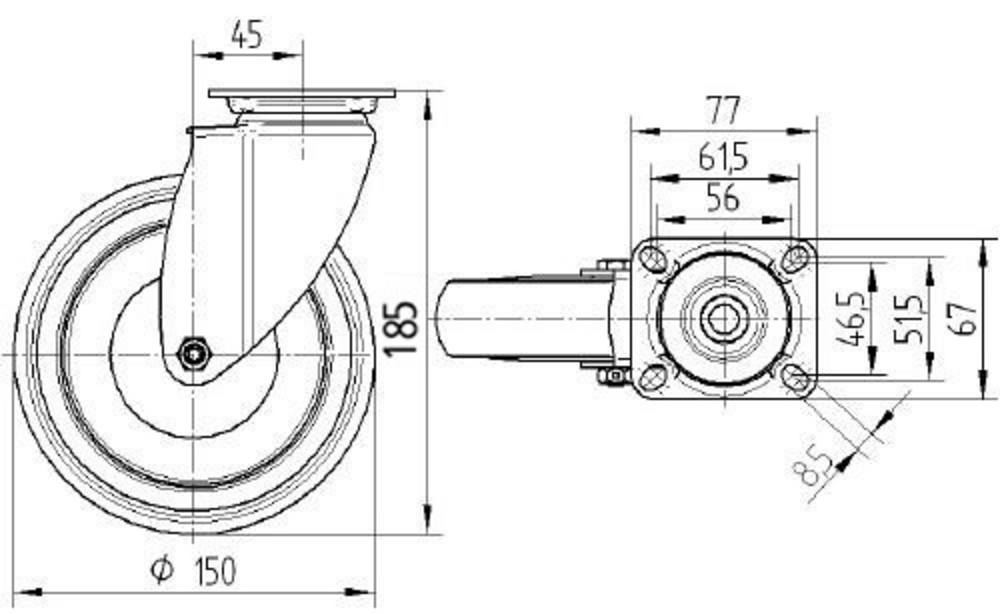 Roata pivotanta fi 150 2470PJO150P50 Tente RulStore