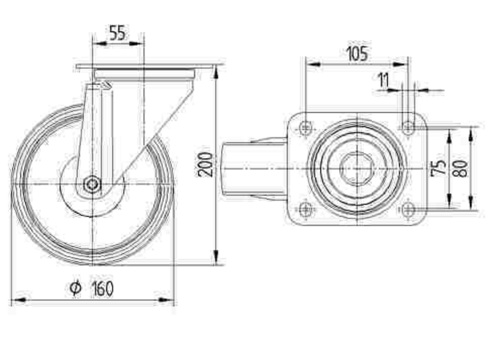 Roata pivotanta fi 160 3470ITP160P63 Tente RulStore