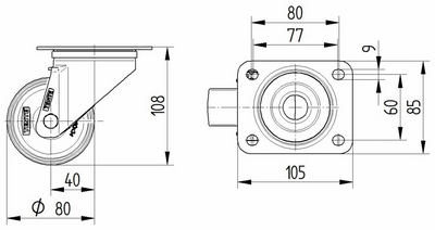 Roata pivotanta fi 80 8470UOO080P62 Tente RulStore